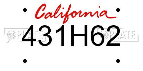 431H62 California License Plate