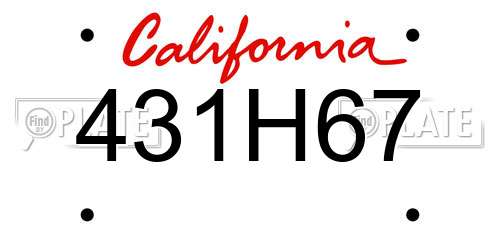 431H67 California License Plate