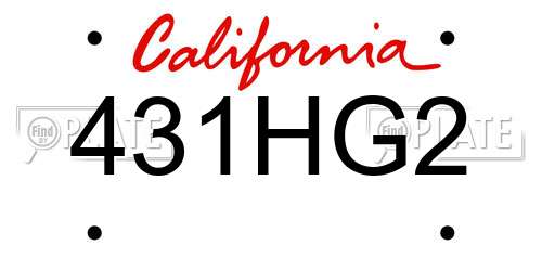 431HG2 California License Plate