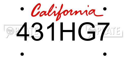 431HG7 California License Plate