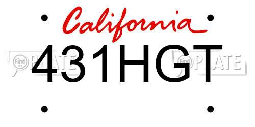 431HGT California License Plate