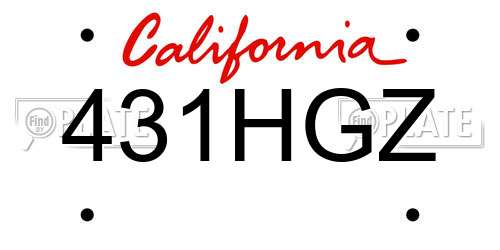 431HGZ California License Plate