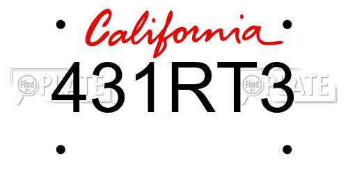 431RT3 California License Plate