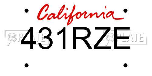 431RZE California License Plate