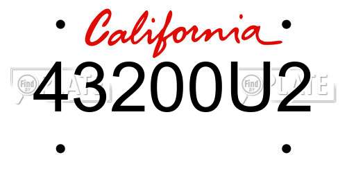 43200U2 California License Plate