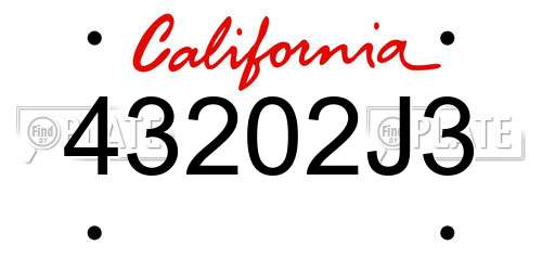 43202J3 California License Plate