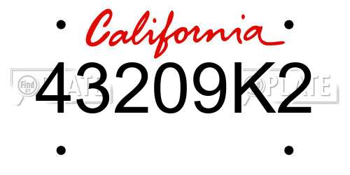 43209K2 California License Plate