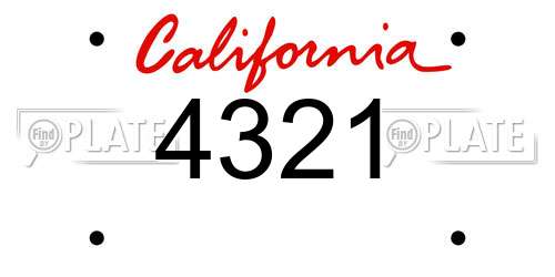 4321 California License Plate