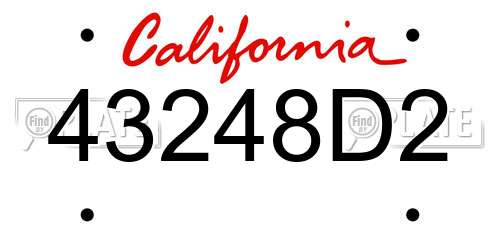 43248D2 California License Plate