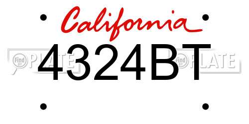 4324BT California License Plate
