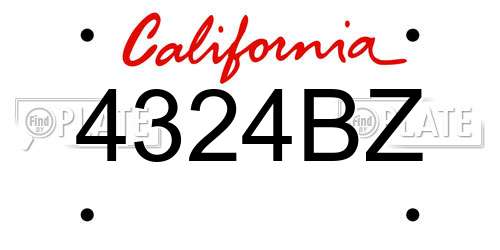 4324BZ California License Plate
