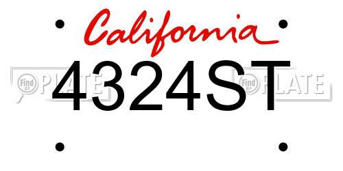 4324ST California License Plate