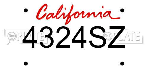 4324SZ California License Plate