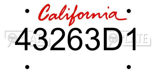 43263D1 California License Plate