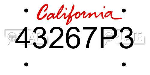 43267P3 California License Plate
