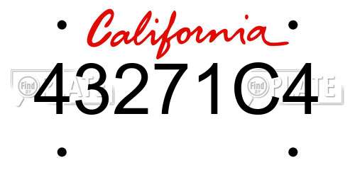 43271C4 California License Plate