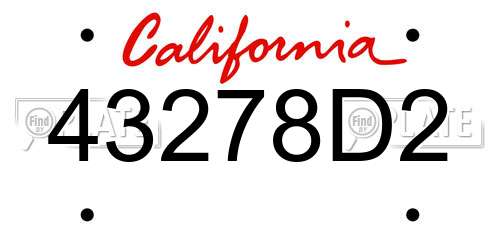 43278D2 California License Plate