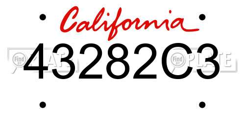 43282C3 California License Plate