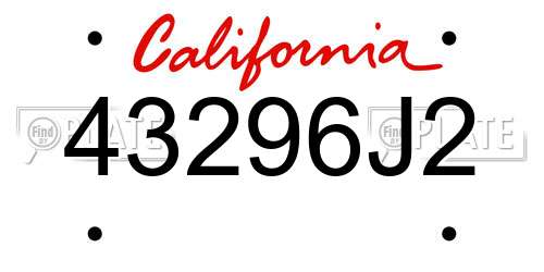 43296J2 California License Plate