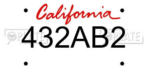432AB2 California License Plate