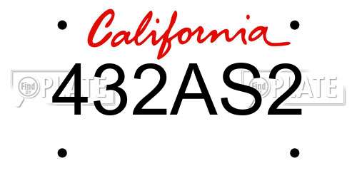 432AS2 California License Plate