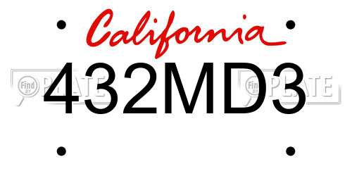 432MD3 California License Plate