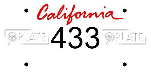 433 California License Plate