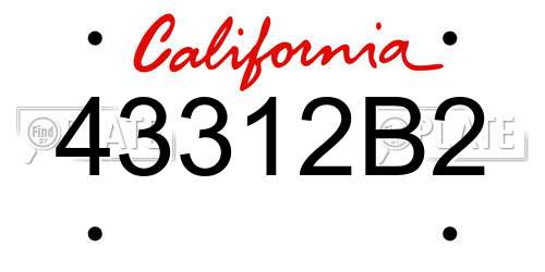 43312B2 California License Plate