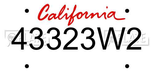 43323W2 California License Plate