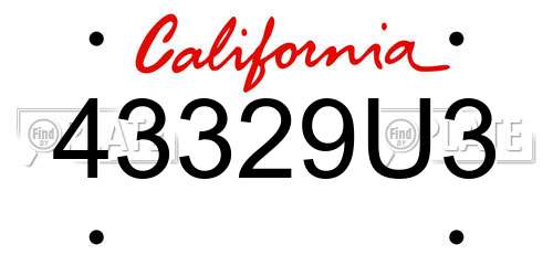 43329U3 California License Plate