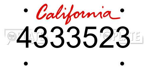 4333523 California License Plate