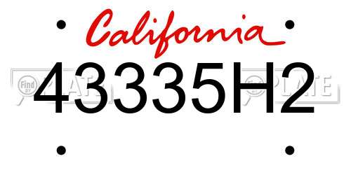43335H2 California License Plate