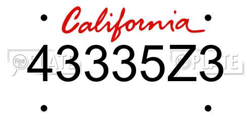 43335Z3 California License Plate