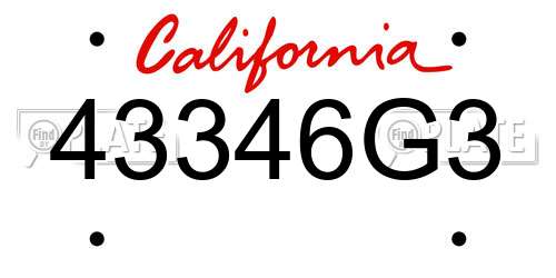 43346G3 California License Plate