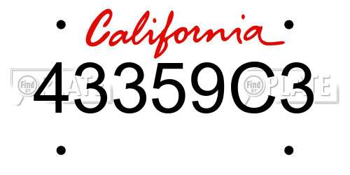 43359C3 California License Plate