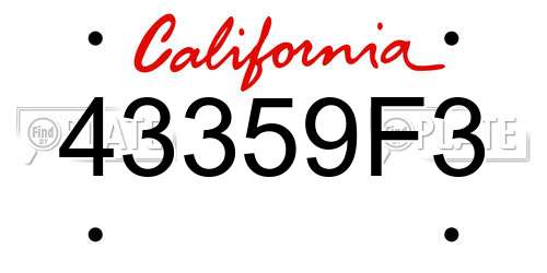 43359F3 California License Plate
