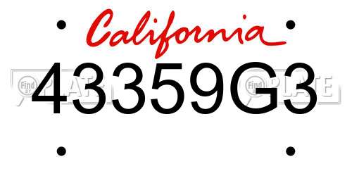 43359G3 California License Plate