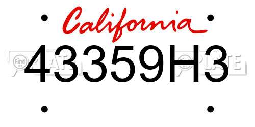 43359H3 California License Plate