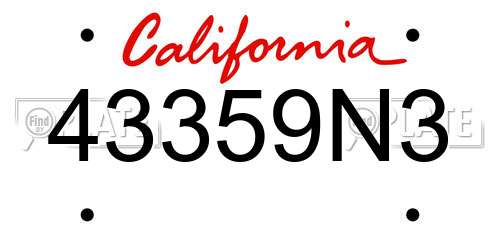 43359N3 California License Plate
