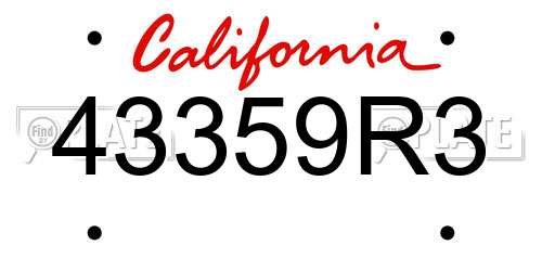 43359R3 California License Plate