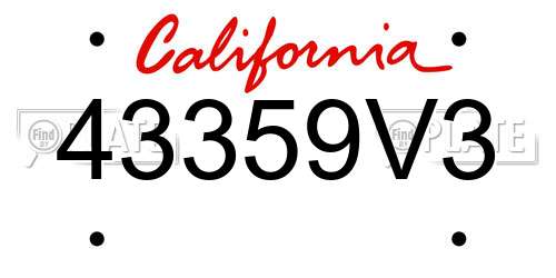 43359V3 California License Plate