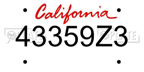 43359Z3 California License Plate