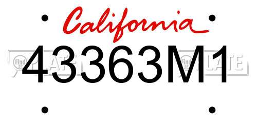 43363M1 California License Plate