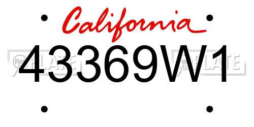 43369W1 California License Plate