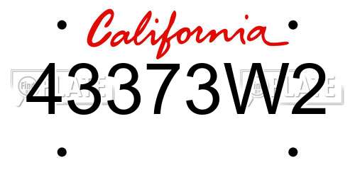 43373W2 California License Plate