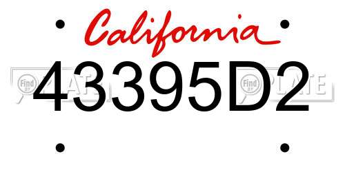 43395D2 California License Plate