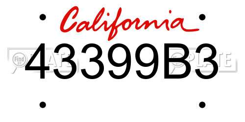 43399B3 California License Plate