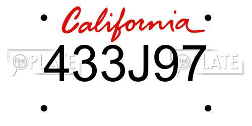 433J97 California License Plate