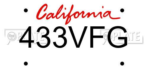 433VFG California License Plate
