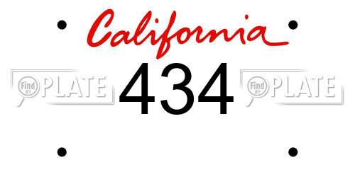 434 California License Plate